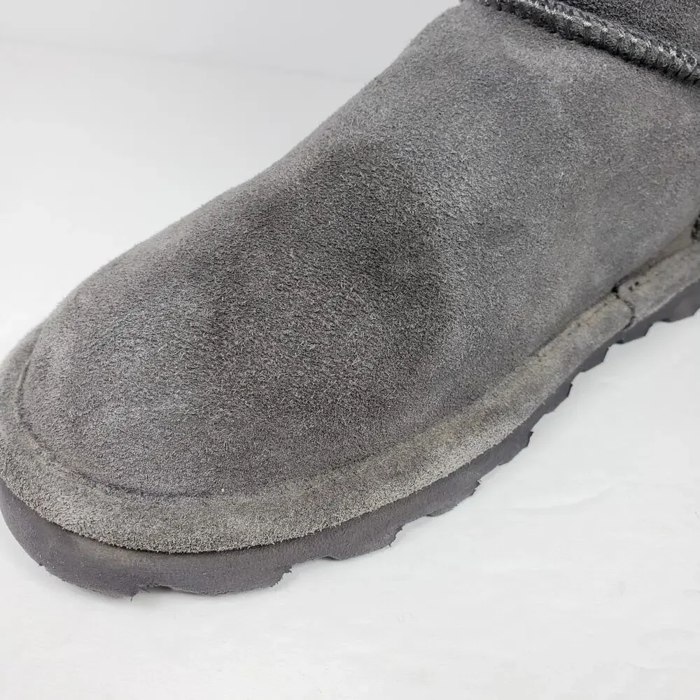 BearPaw Elle Short Womens Size 10 Gray Suede Sheepskin Warm Winter Boots 1962W